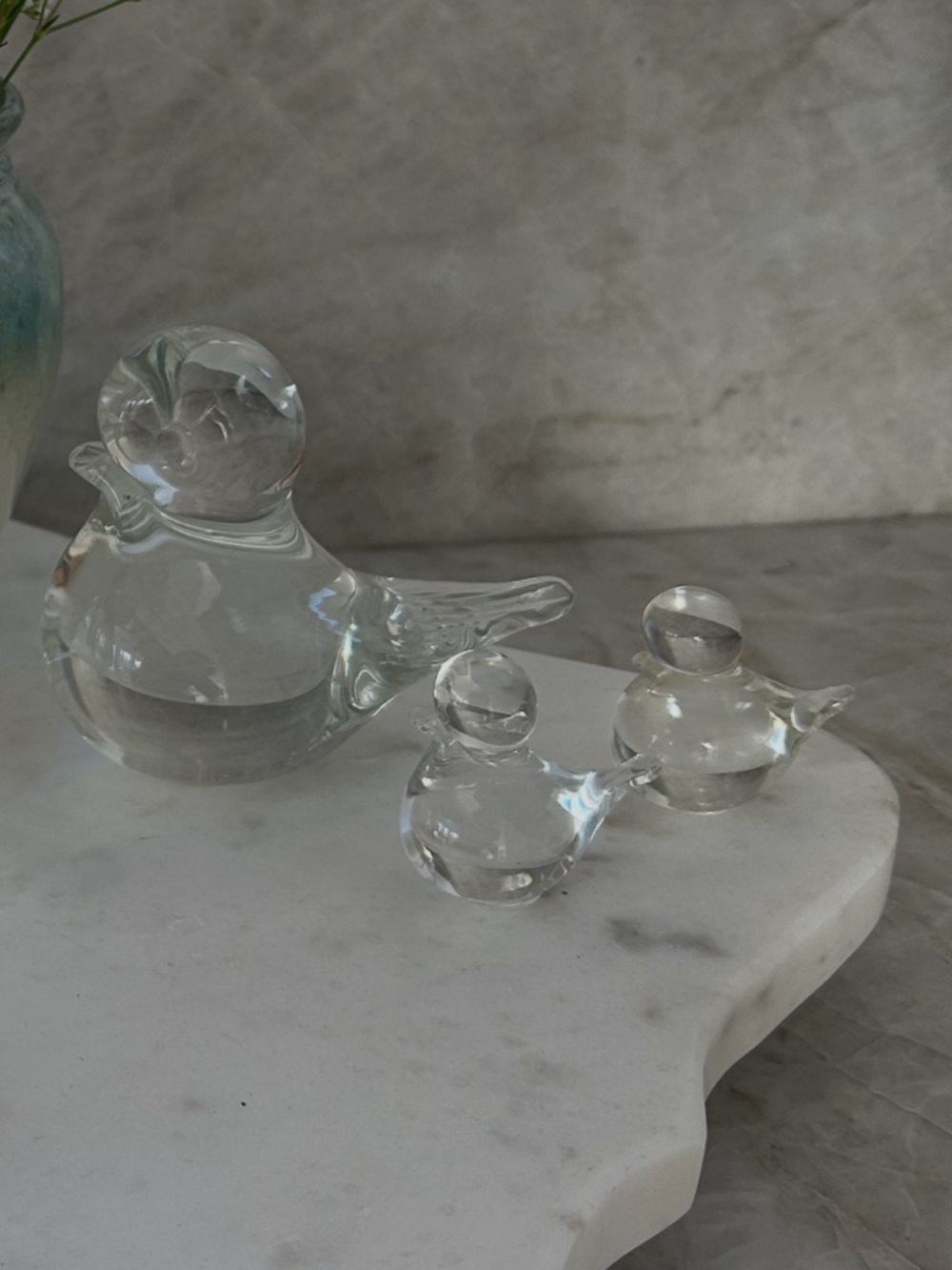 Vintage Clear Art Glass Duck Family Figurines | Mid Century Modern | Set of 3